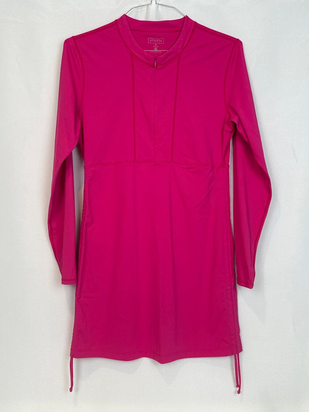 Athleta Pink Long Sleeve Zip Swim Cover Dress UPF Size XL